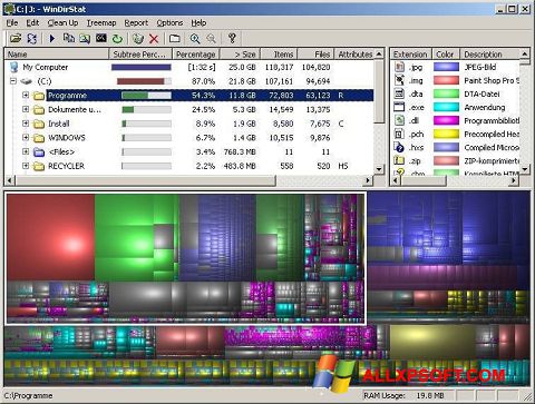Снимка на екрана WinDirStat за Windows XP