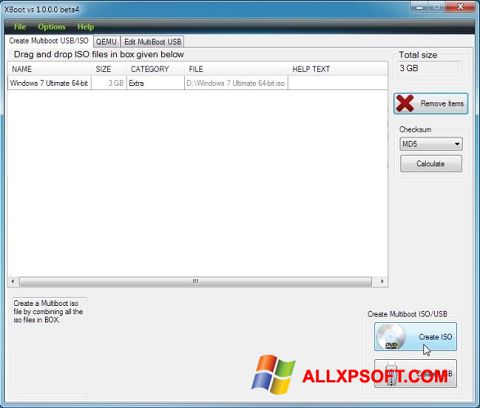 Снимка на екрана XBoot за Windows XP