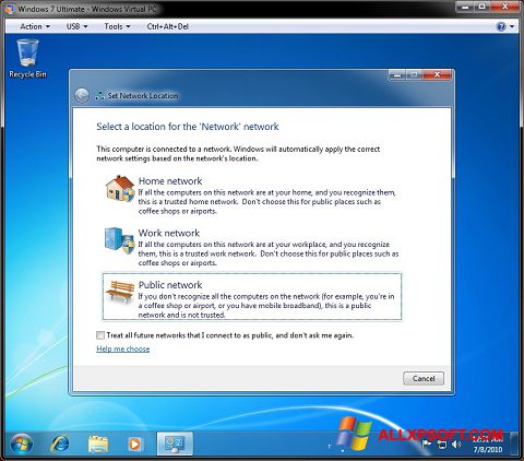 Снимка на екрана Windows Virtual PC за Windows XP