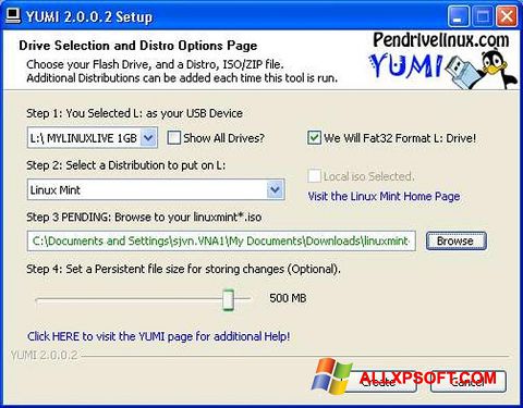 Снимка на екрана YUMI за Windows XP