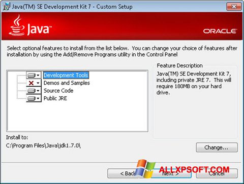 Снимка на екрана Java SE Development Kit за Windows XP
