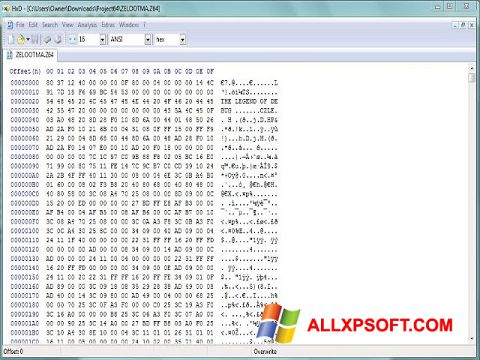 Снимка на екрана Hex Editor за Windows XP