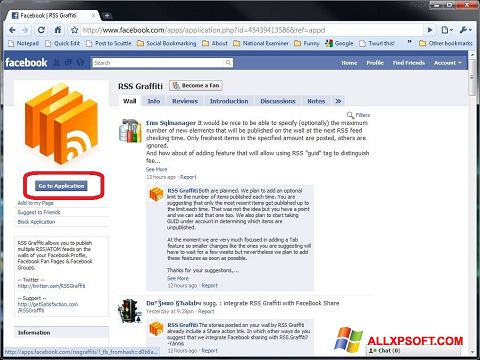 Снимка на екрана Facebook за Windows XP
