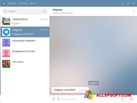 Снимка на екрана Telegram Desktop за Windows XP