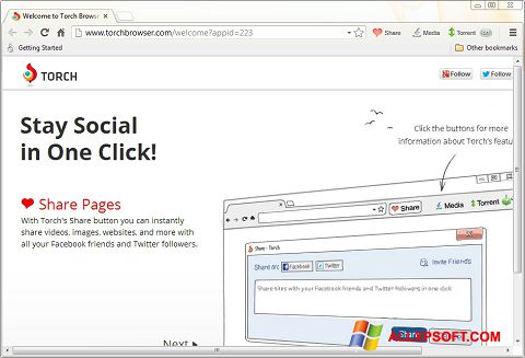 Снимка на екрана Torch Browser за Windows XP