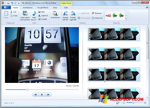 Снимка на екрана Windows Live Movie Maker за Windows XP