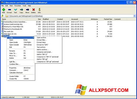 Снимка на екрана 7-Zip за Windows XP